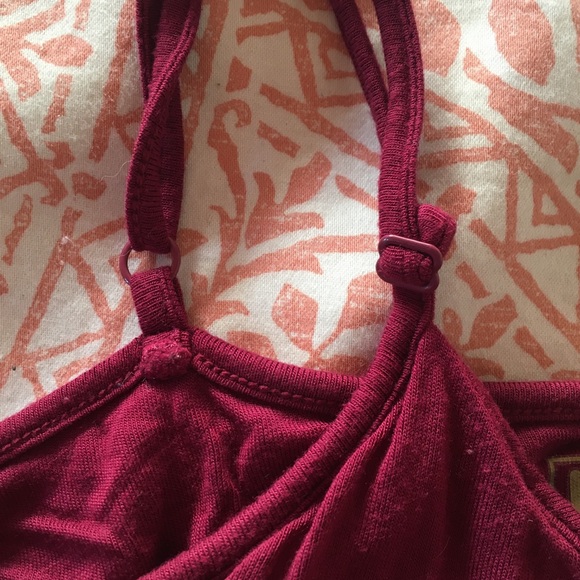 Maternity Tank Top - Ruched Sides Spaghetti Strap Shelf Bra Burgundy Wine Sz L - Picture 6 of 12